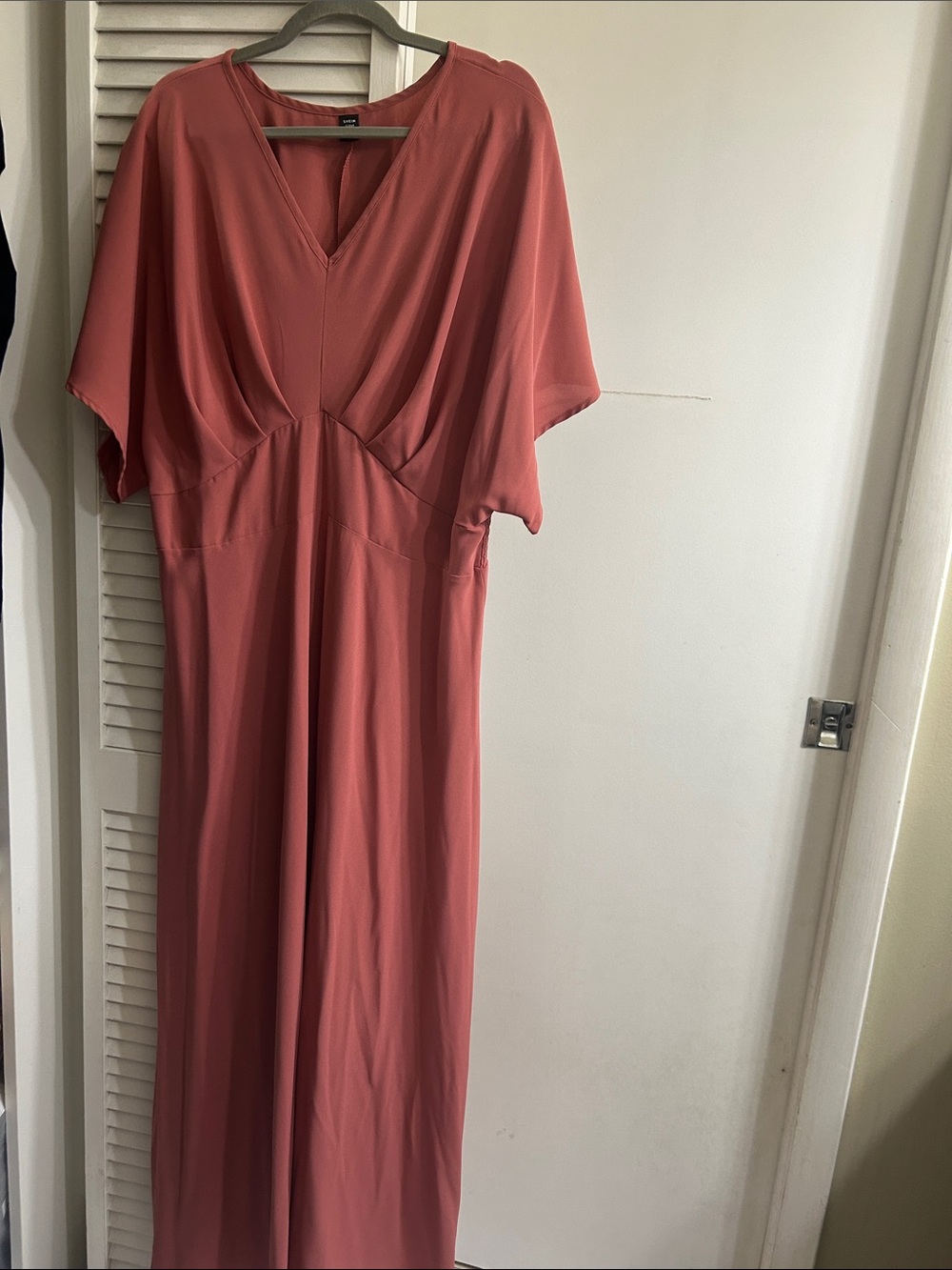 SHEIN Coral Pink V-Neck Maxi Dress